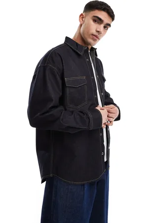 JACK & JONES Mørkeblå overskjorte i denim