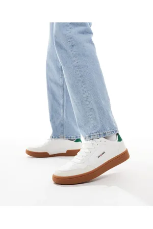 JACK & JONES Hvide sneakers med gummisål og grønne detaljer
