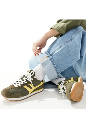 Pull&Bear Grønne sneakers med gummisål i retro-stil