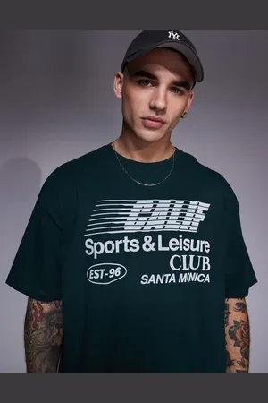 ASOS Grøn og oversized T-shirt med "Sports Club"-print foran