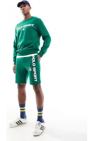 Ralph Lauren Sport Capsule - Mellemgrønne sweatshorts med stort flaglogo - Del af sæt