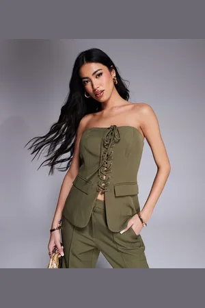 Kaiia Bandeau-top med snører - Del af sæt - Kun hos ASOS-Grøn