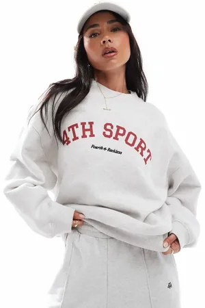 4th & Reckless Lysegrå afslappet sweatshirt med sloganprint - Del af sæt