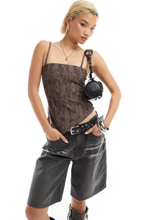 COLLUSION Asymmetrisk bandeau-top i blondestof-Brun