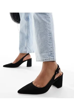 ASOS Sutton - Sorte sko med mellemhøj blokhæl og slingback-rem i imiteret ruskind