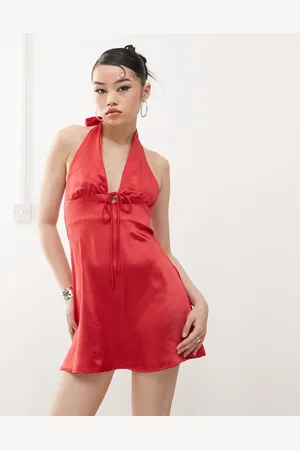 Princess Polly Slip-minikjole i satin med halterneck og bindefront