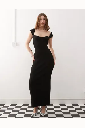 Princess Polly Ribstrikket bodycon-maxikjole med hjerteformet hals og vingeærmer