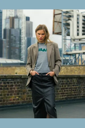 Topshop Blazer med klassiske, brune tern - Del af sæt-Neutral