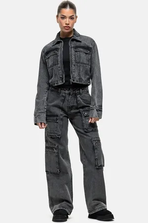 Good For Nothing Jeans med lige ben i sort syrevask - Del af sæt
