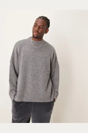 ASOS Grå super-oversized trøje med rund hals i tekstureret strik i firkantet pasform
