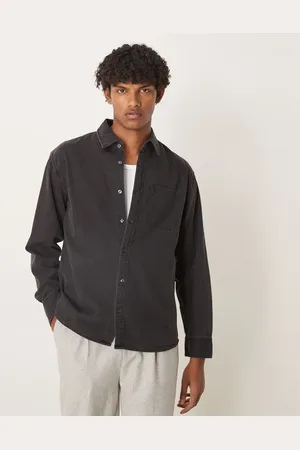 Abercrombie & Fitch Cropped og sort western-skjorte i denim med lange ærmer