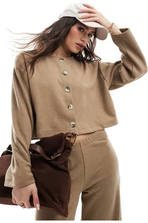 Miss Selfridge Cardigan i blød ribstrik-Brun