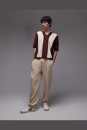 Topman Premium - joggingbukser i twill i lige pasform-Neutral