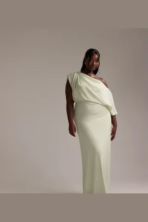 ASOS ASOS DESIGN Curve - Brudepiger - og draperet oneshoulder-maxikjole i crepe