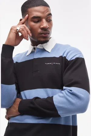 Tommy Hilfiger Blå og afslappet rugby-sweater med striber-Sort