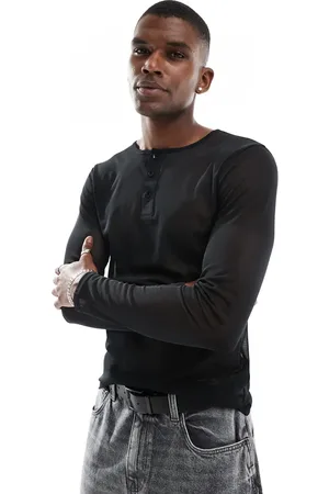 ASOS Tætsiddende T-shirt med lange ærmer og henley-hals