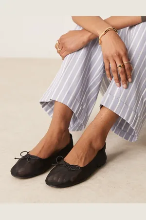 ASOS Lynette - Sorte højhælede vamp-ballerinaer i mesh