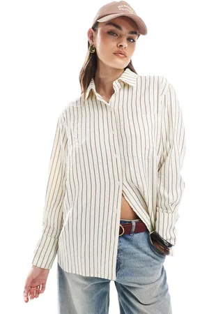 Daisy Street Oversized skjorte med multifarvede striber-Multifarvet