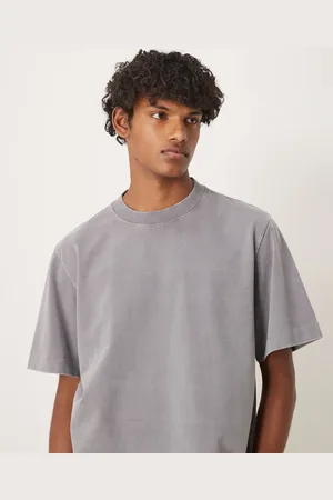 Abercrombie & Fitch Premium - Grå og forvasket T-shirt med cropped snit