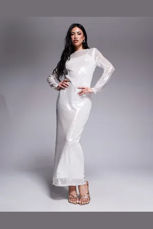 Rare Fashion London - maxikjole med lange ærmer og pailletter