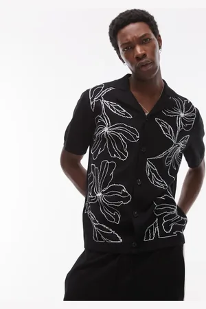 Topman Strikket skjorte med broderi foran