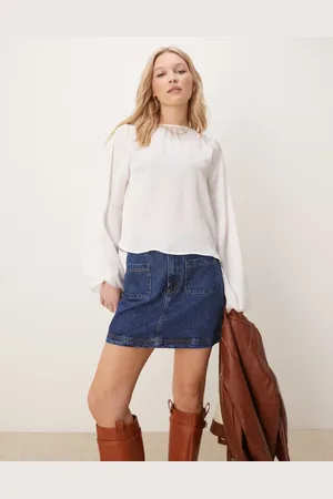 ASOS Indigoblå mininederdel med påsyede lommer i denim