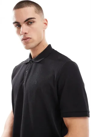 JACK & JONES Sort poloskjorte med vaffeltekstur
