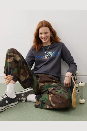 COLLUSION T-shirt med fiskeprint-Grå