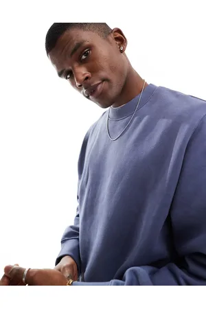 JACK & JONES Oversized støvet blå sweatshirt med rund hals i kraftig kvalitet på 400 gsm