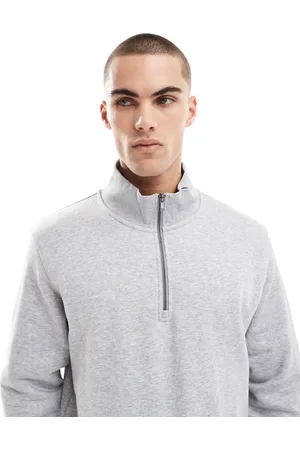 JACK & JONES Oversized og grå sweatshirt med kvart lynlås