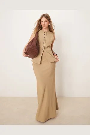 Pretty Lavish Kamelbrun asymmetrisk maxinederdel - Del af sæt-Neutral