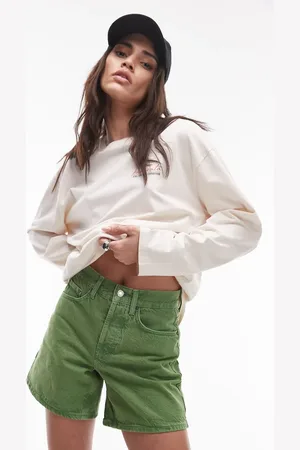 Topshop Editor - Grønne denimshorts
