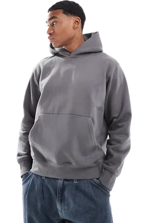 JACK & JONES Oversized mørkegrå hættetrøje i kraftig kvalitet på 400 gsm
