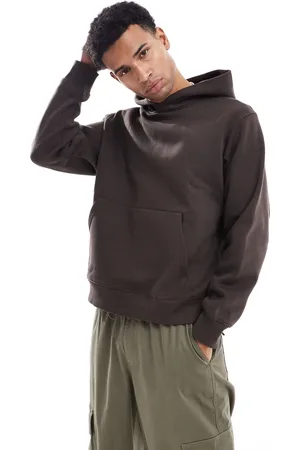 JACK & JONES Premium - Oversized chokoladebrun hættetrøje i kraftig kvalitet på 400 gsm
