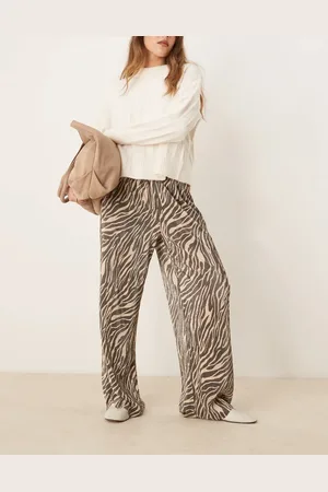 JDY Plisserede bukser med zebraprint-Sort