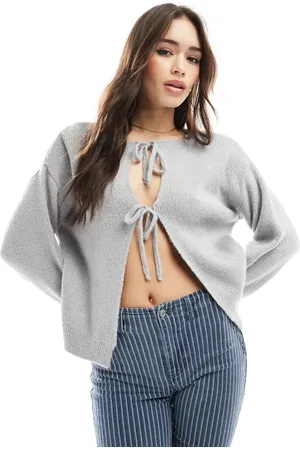 ASOS Strikket sølvfarvet cardigan med bindefront