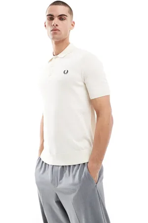 Fred Perry Rå strikket poloskjorte med korte ærmer