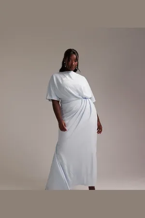 ASOS ASOS DESIGN Curve - Brudepiger - maxikjole i crepe med lige hals, T-shirtærmer og minimalistiske draperinger