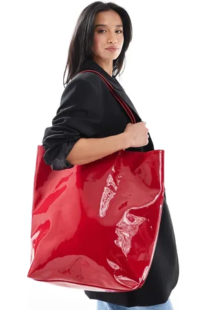 JJXX Rød og blank shoppertaske-Sort