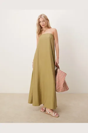 ASOS Olivengrøn bandeau-maxikjole i cupro