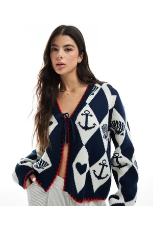 Miss Selfridge Cardigan i jacquard med nautisk mønster