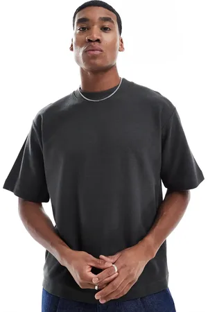 Pull&Bear Grå T-shirt i kraftigt, plysset materiale