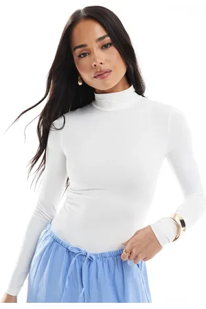 Bershka Højhalset bodystocking med lange ærmer-Neutral