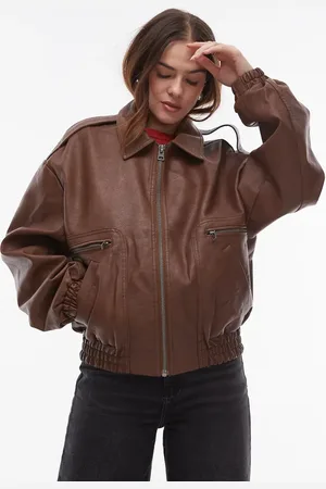 Topshop Oversized bomber-jakke i imiteret læder