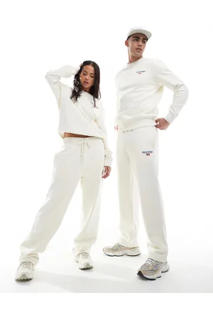 Ralph Lauren Sport Capsule - Unisex - Cremehvide joggingbukser med lille logo og lige ben - Del af sæt