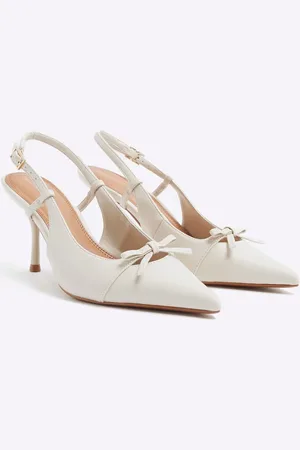 River Island Cremehvide pumps med hæl og slingback-rem