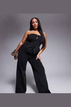 ASOS ASOS DESIGN Curve - Sorte bukser i bandagestil med lige ben - Del af sæt