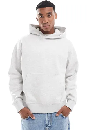 JACK & JONES Premium - Oversized lysegråmeleret hættetrøjer i kraftig kvalitet på 400 gsm