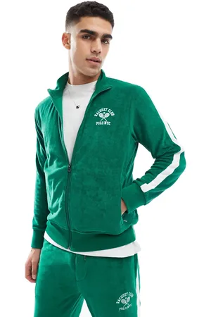 Ralph Lauren Run Club P-Wing - træningsjakke med pyntebånd på ærmerne og logo i bomuldsfrotté - Del af sæt