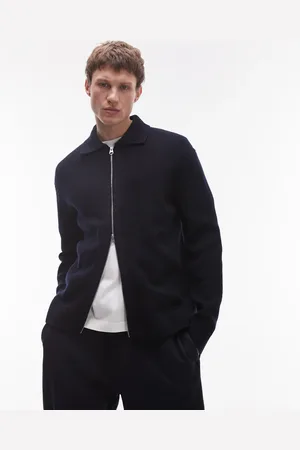 ARKET Oversized cardigan med tovejslynlås-Marineblå